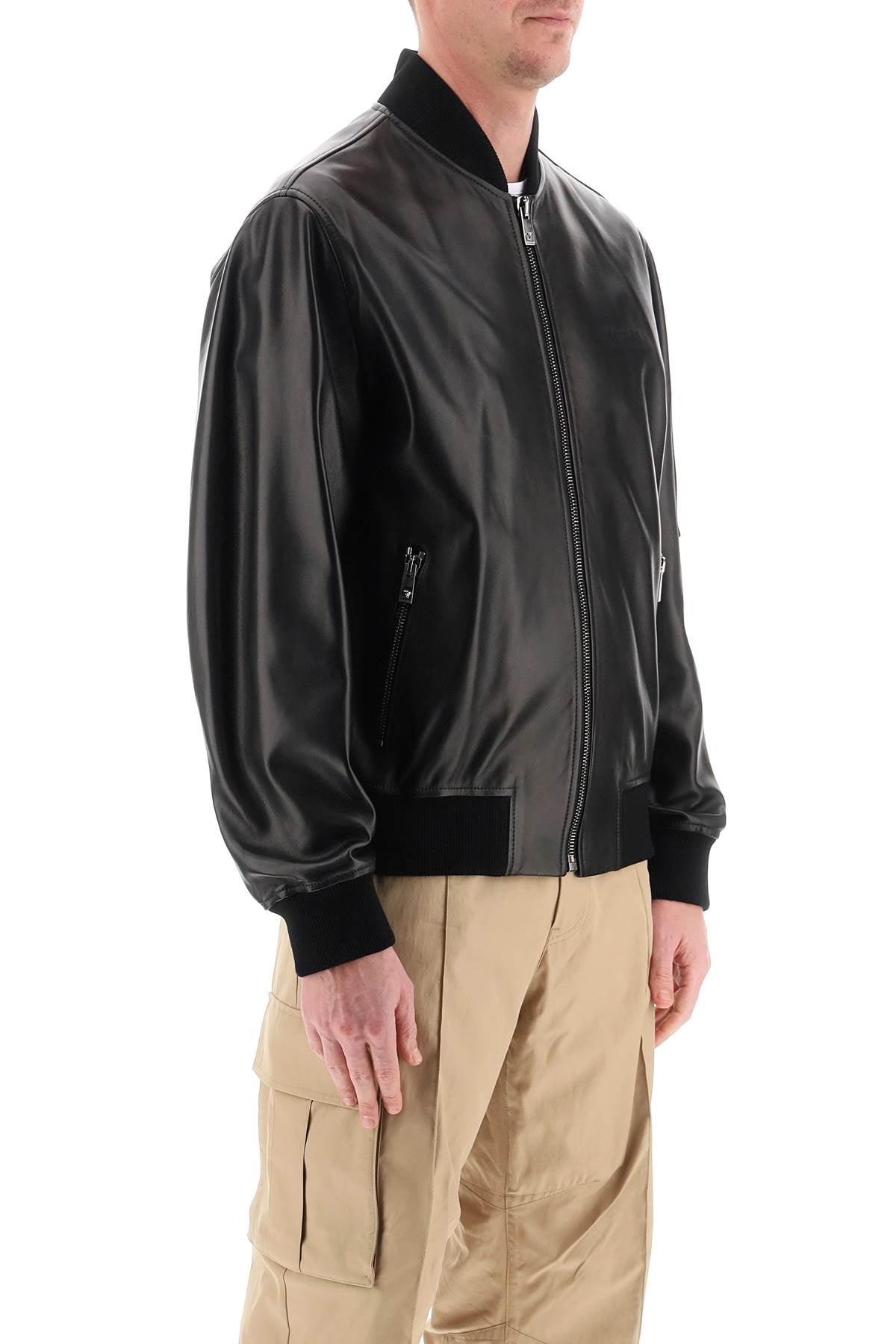 Versace Versace leather bomber jacket