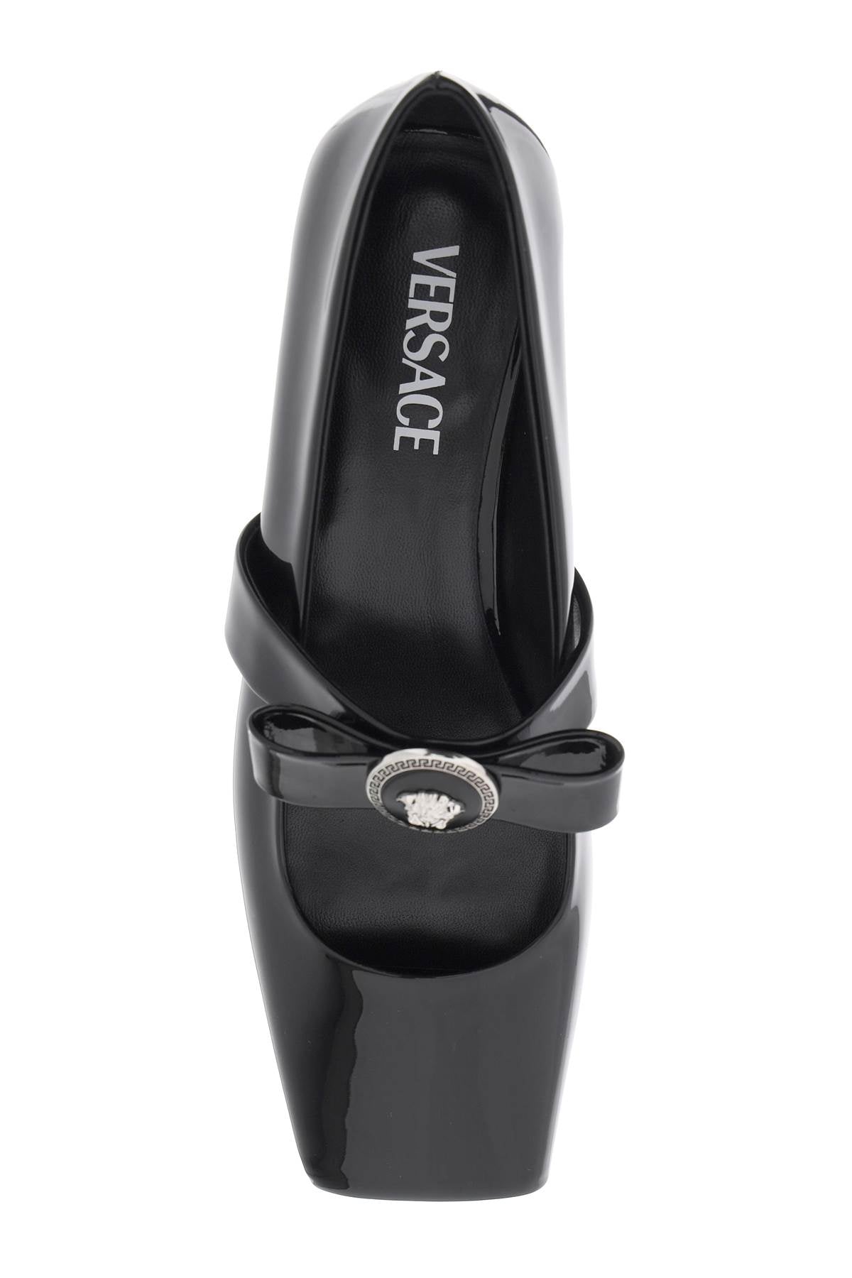 Versace Versace open-toe ballet flats in gianni ribbon