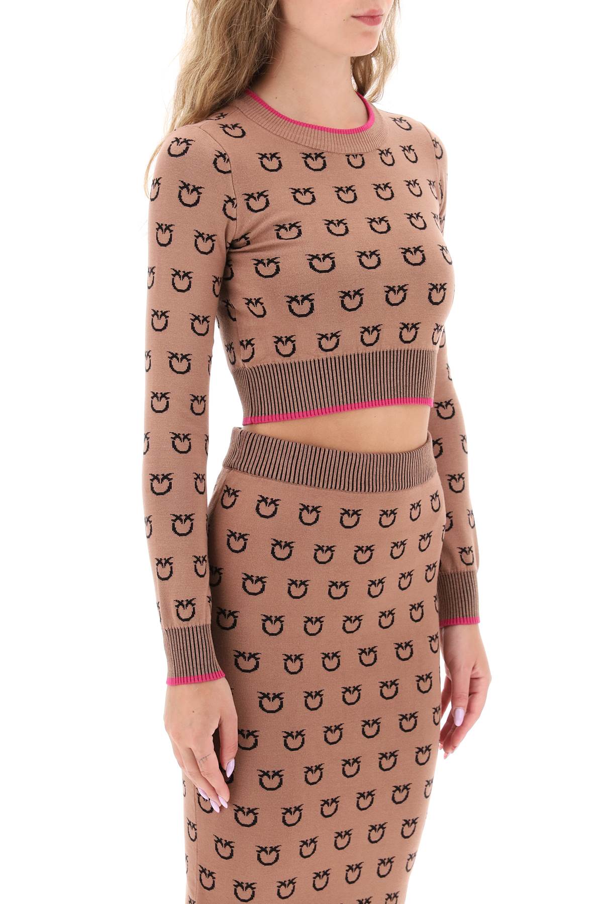 Pinko Pinko 'furetto' all-over logo crop top