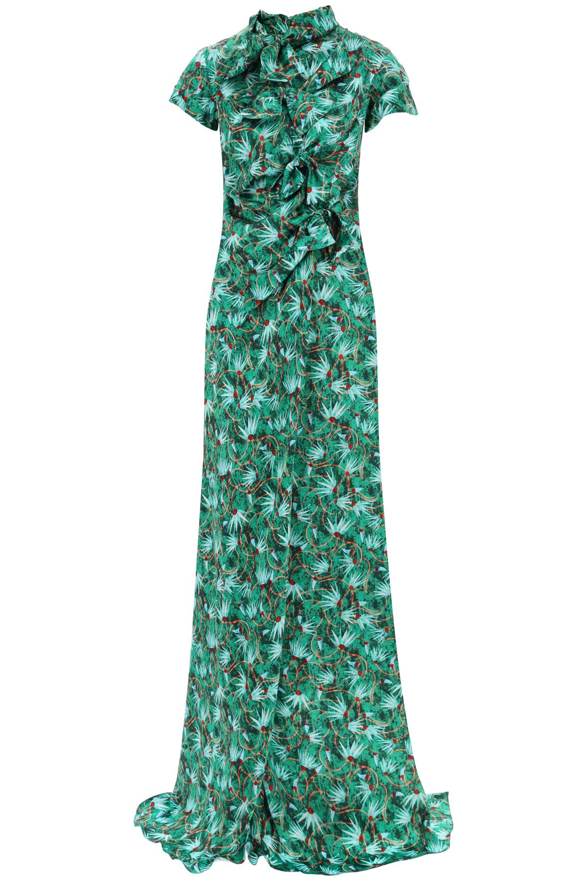 Saloni maxi floral dress kelly with bows