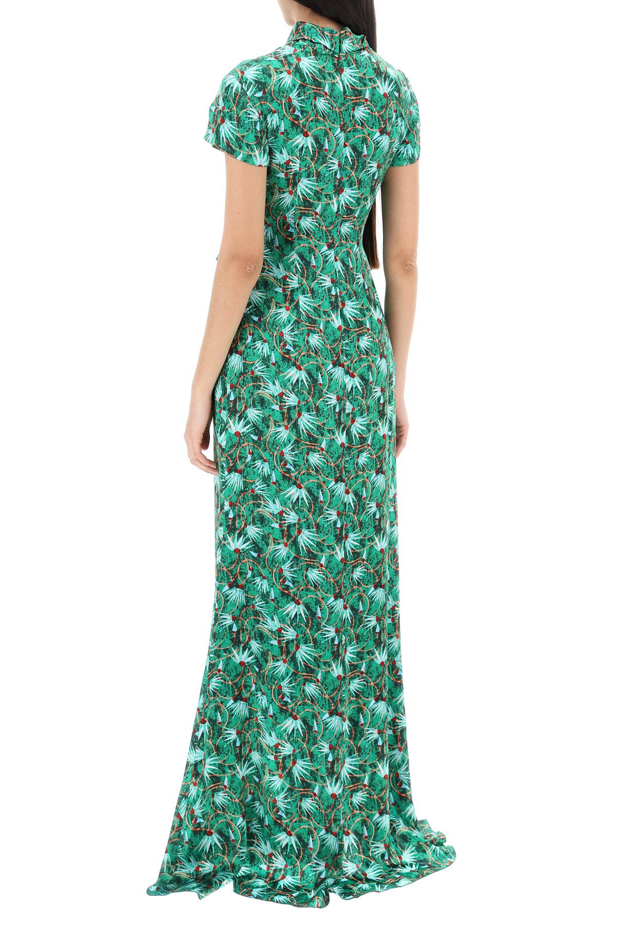 Saloni maxi floral dress kelly with bows