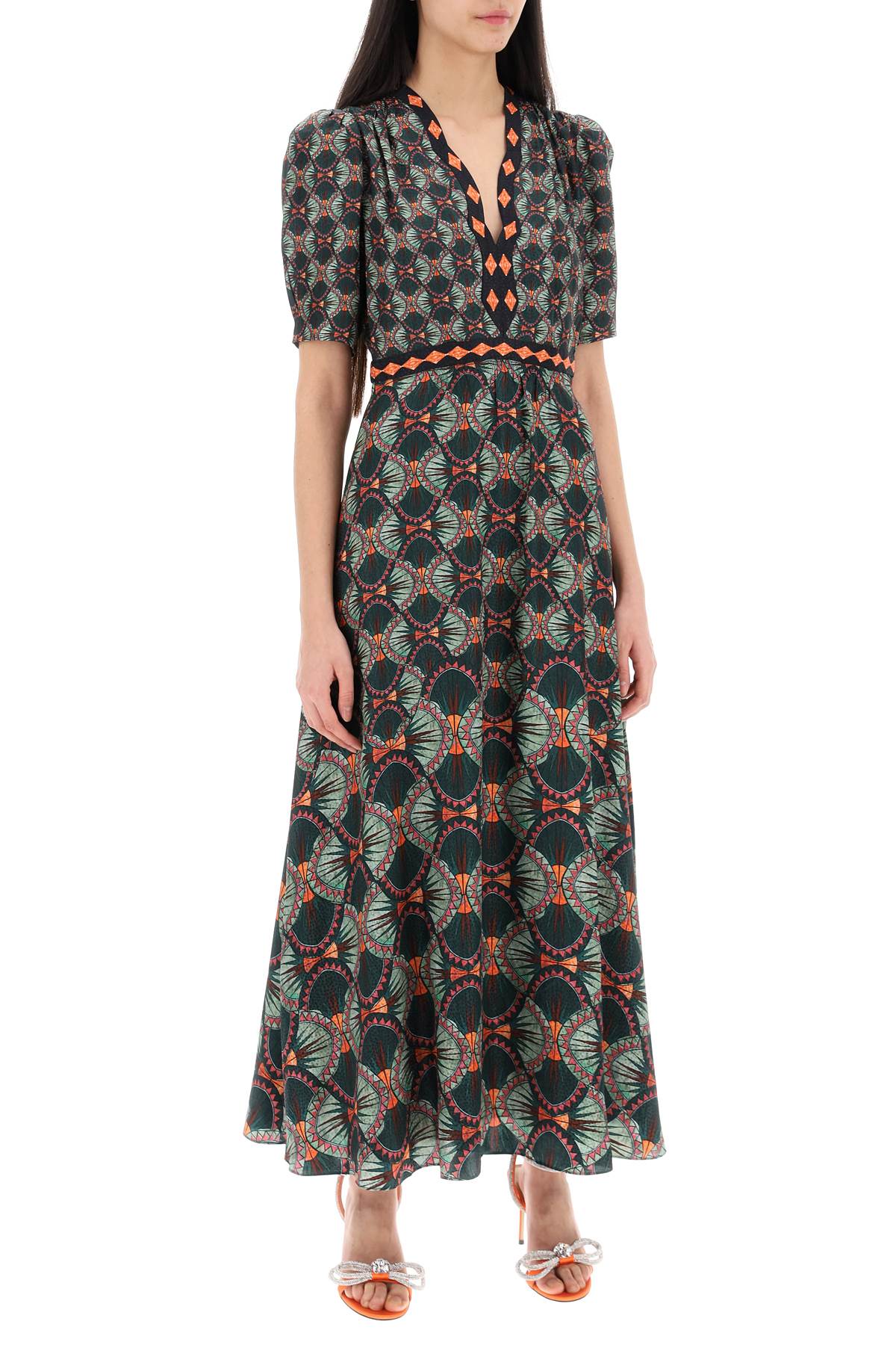 Saloni tabitha jacquard satin long dress