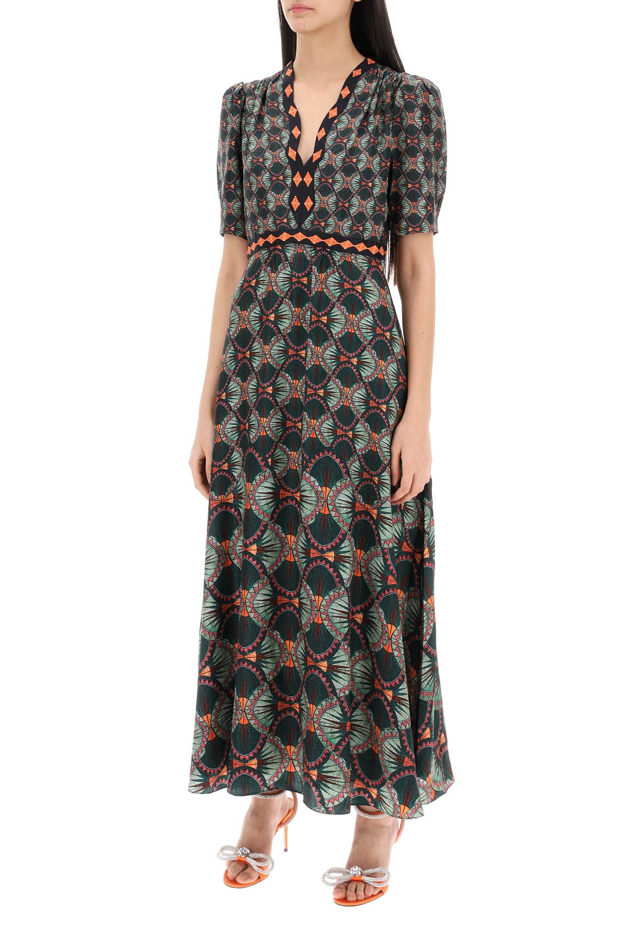 Saloni tabitha jacquard satin long dress