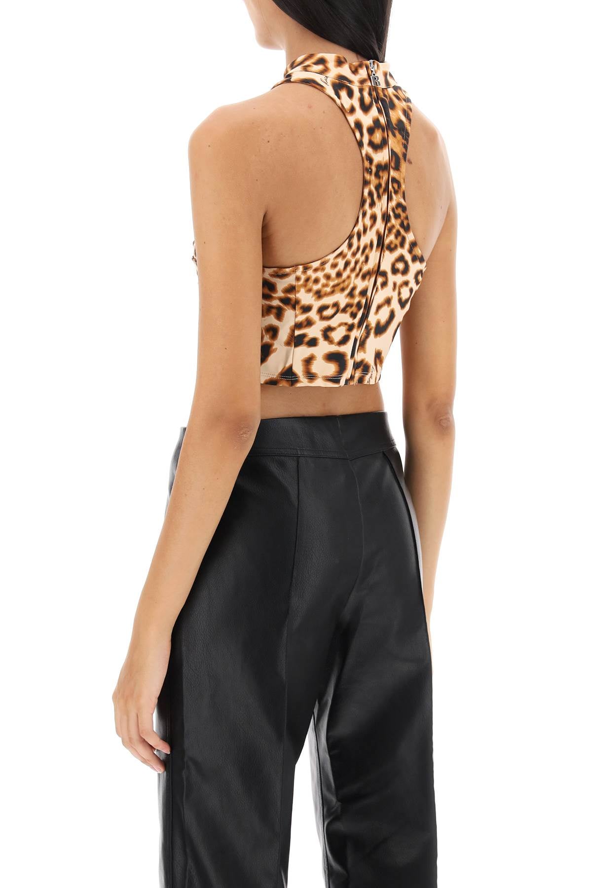 Rotate Rotate leopard print jersey crop top