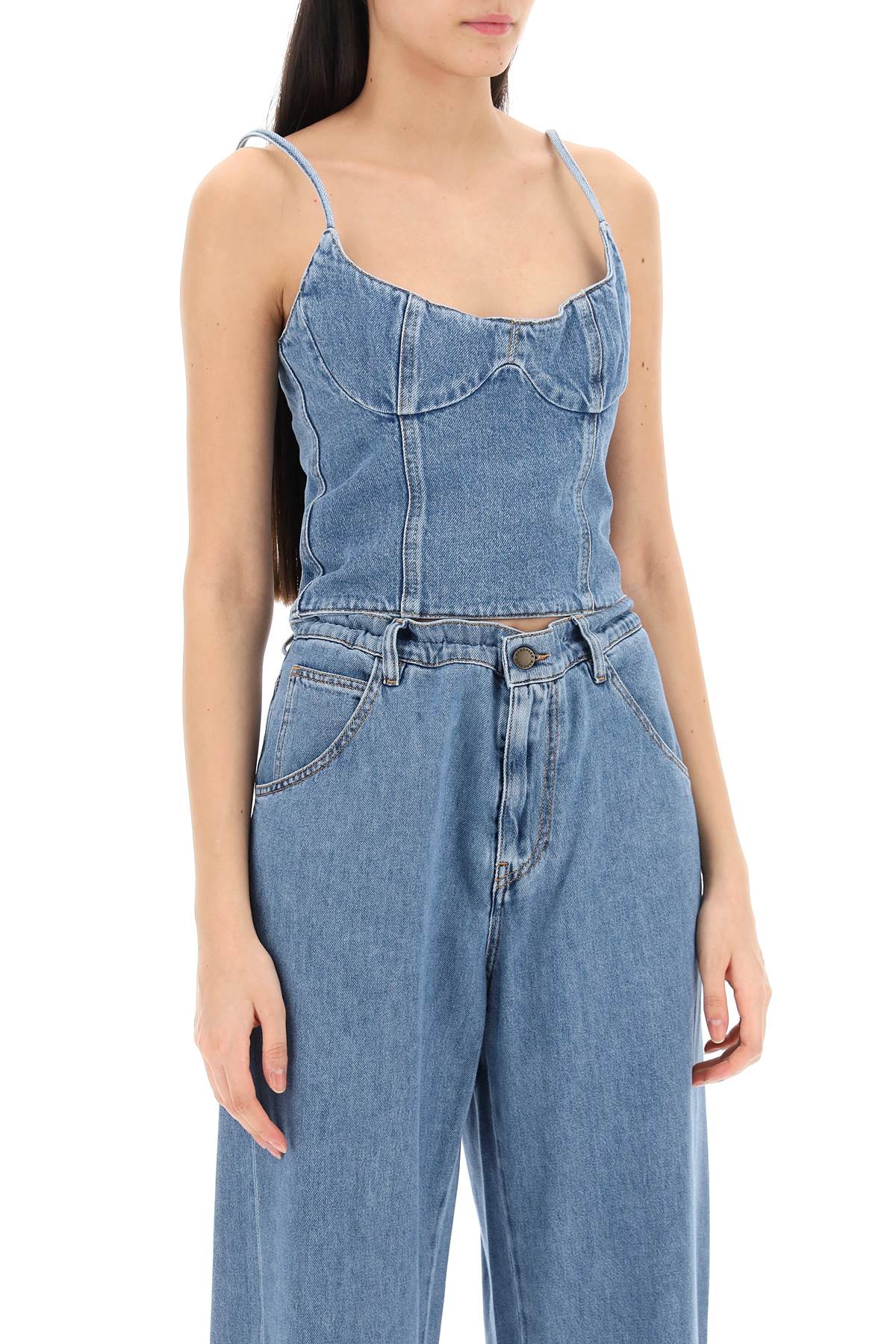 Magda Butrym Magda butrym denim cropped bustier top