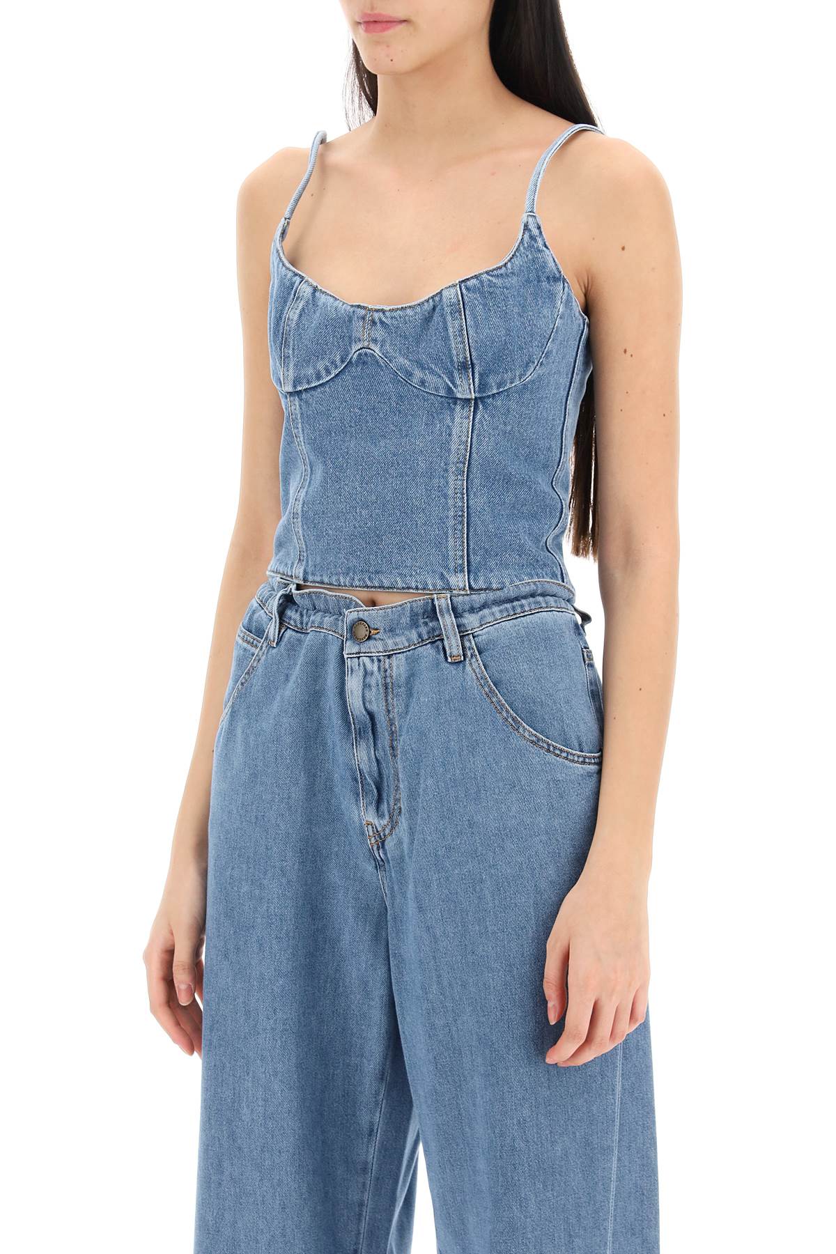 Magda Butrym Magda butrym denim cropped bustier top