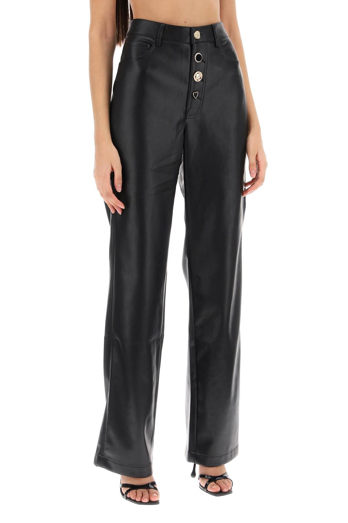 Rotate Rotate embellished button faux leather pants