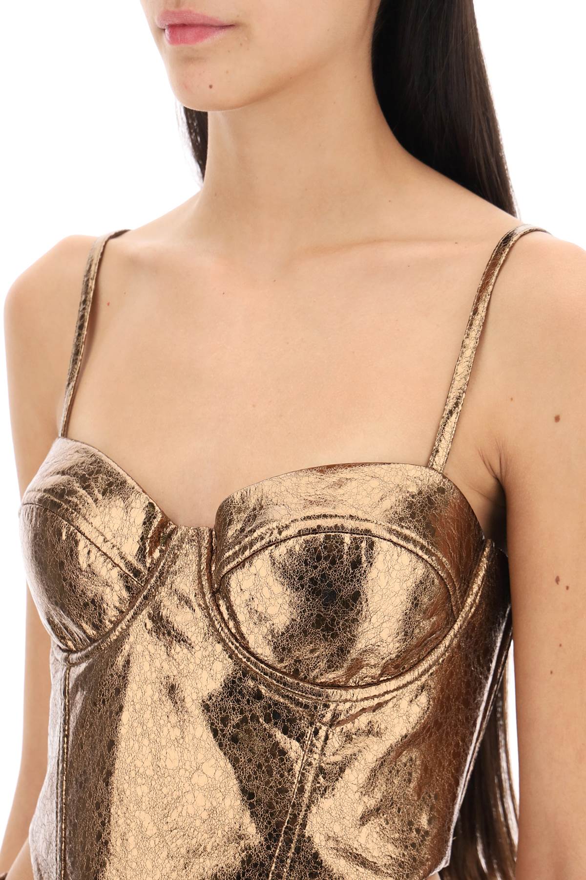 Rotate Rotate textured laminated bustier top