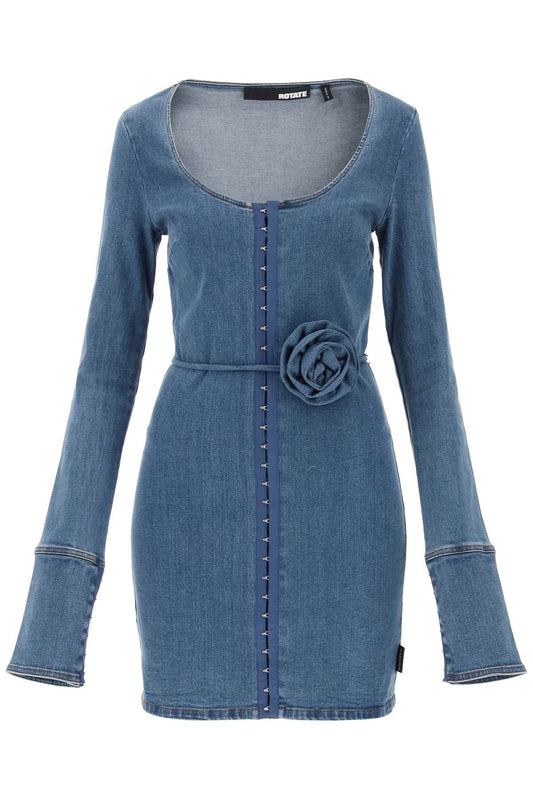 Rotate Rotate stretch denim scoop neck mini dress