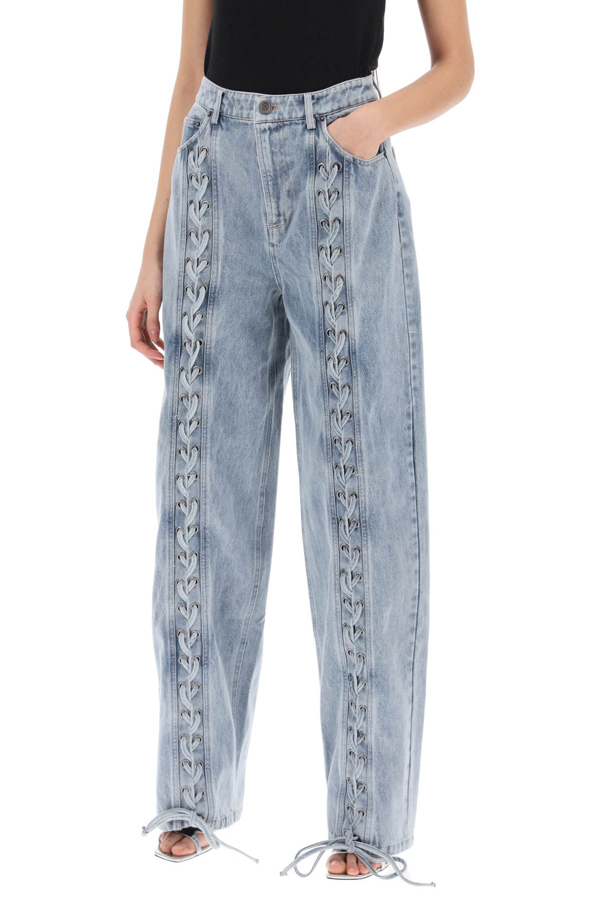 Rotate Rotate jeans with lace-up details