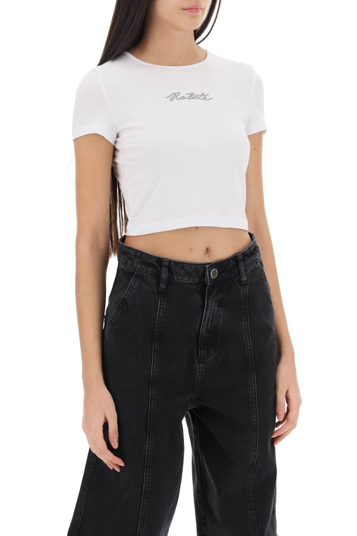 Rotate Rotate cropped t-shirt with rhinestone logo