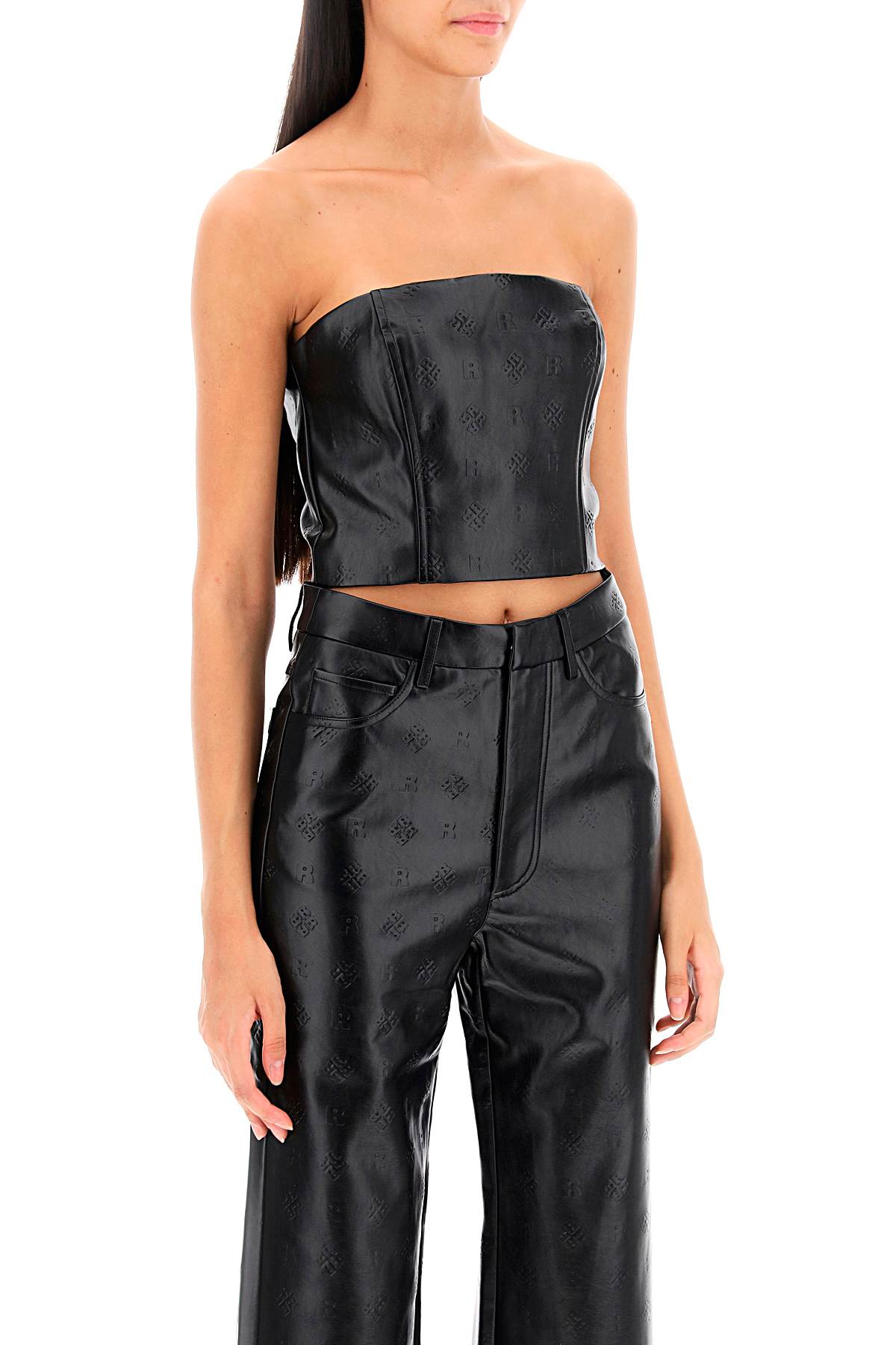 Rotate Rotate faux-leather cropped top