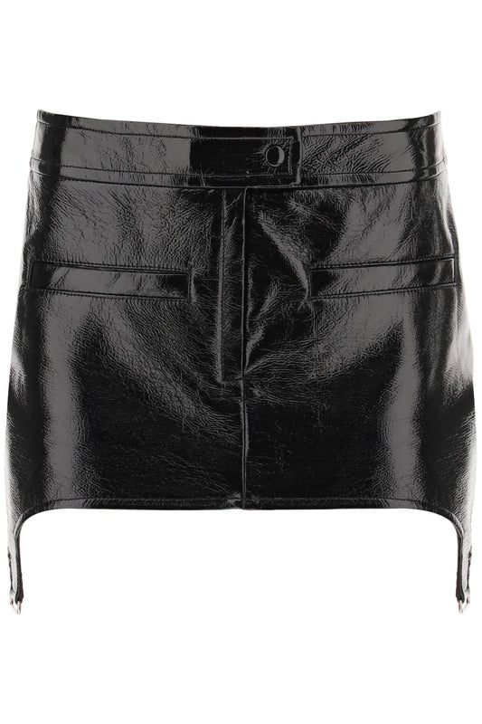 Courreges Courreges vinyl effect mini skirt with suspenders