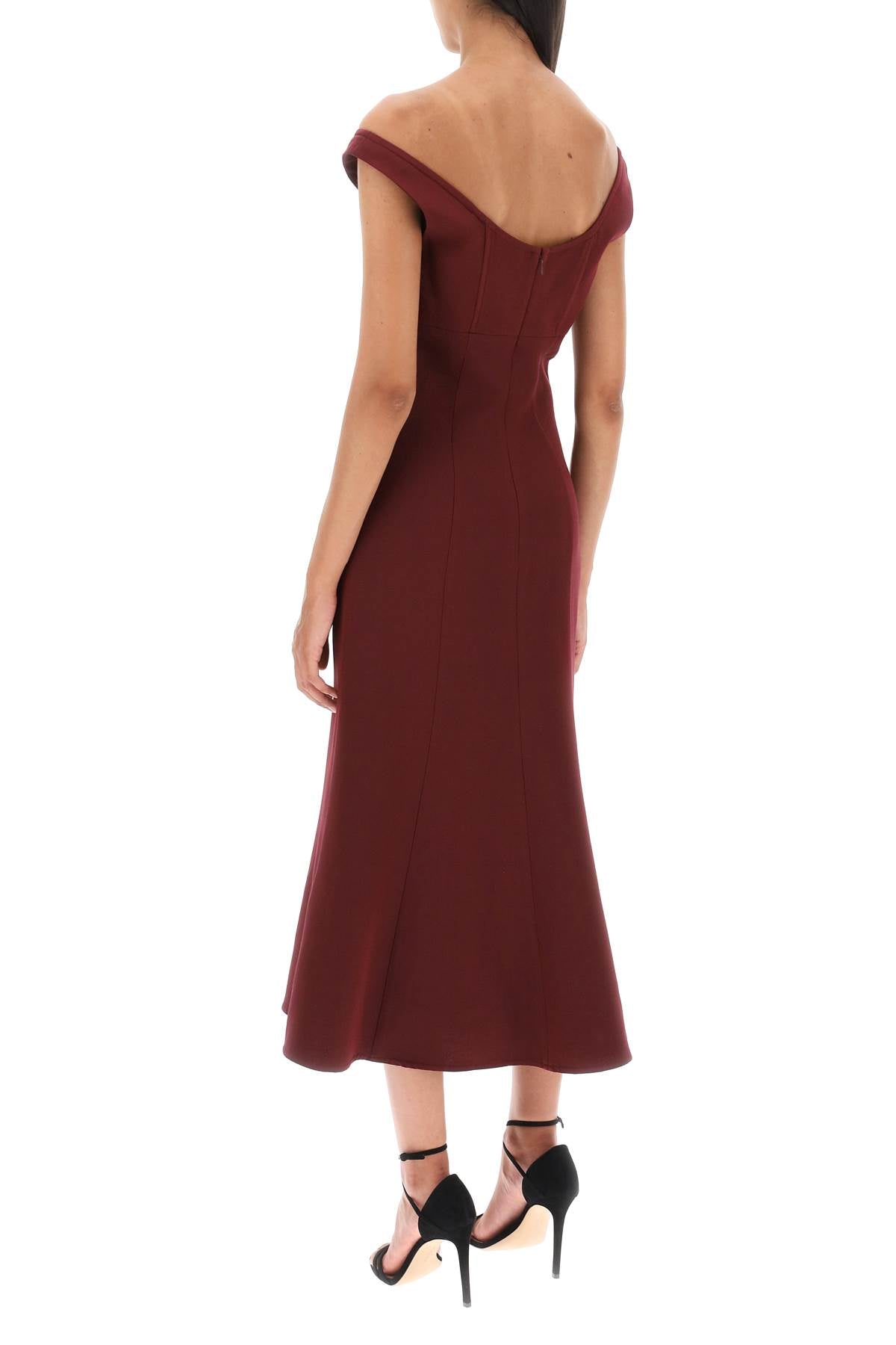 Roland Mouret Roland mouret wool silk off-the-shoulder midi dress