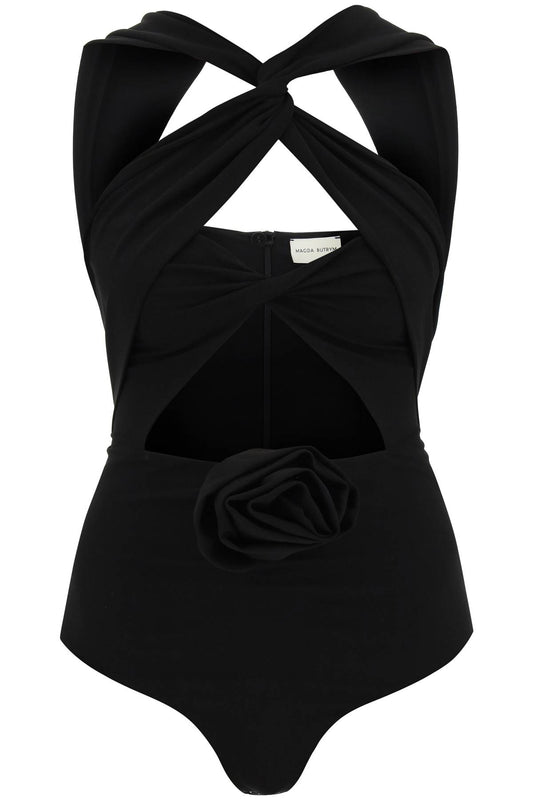 Magda Butrym Magda butrym cut-out bodysuit with rose applique