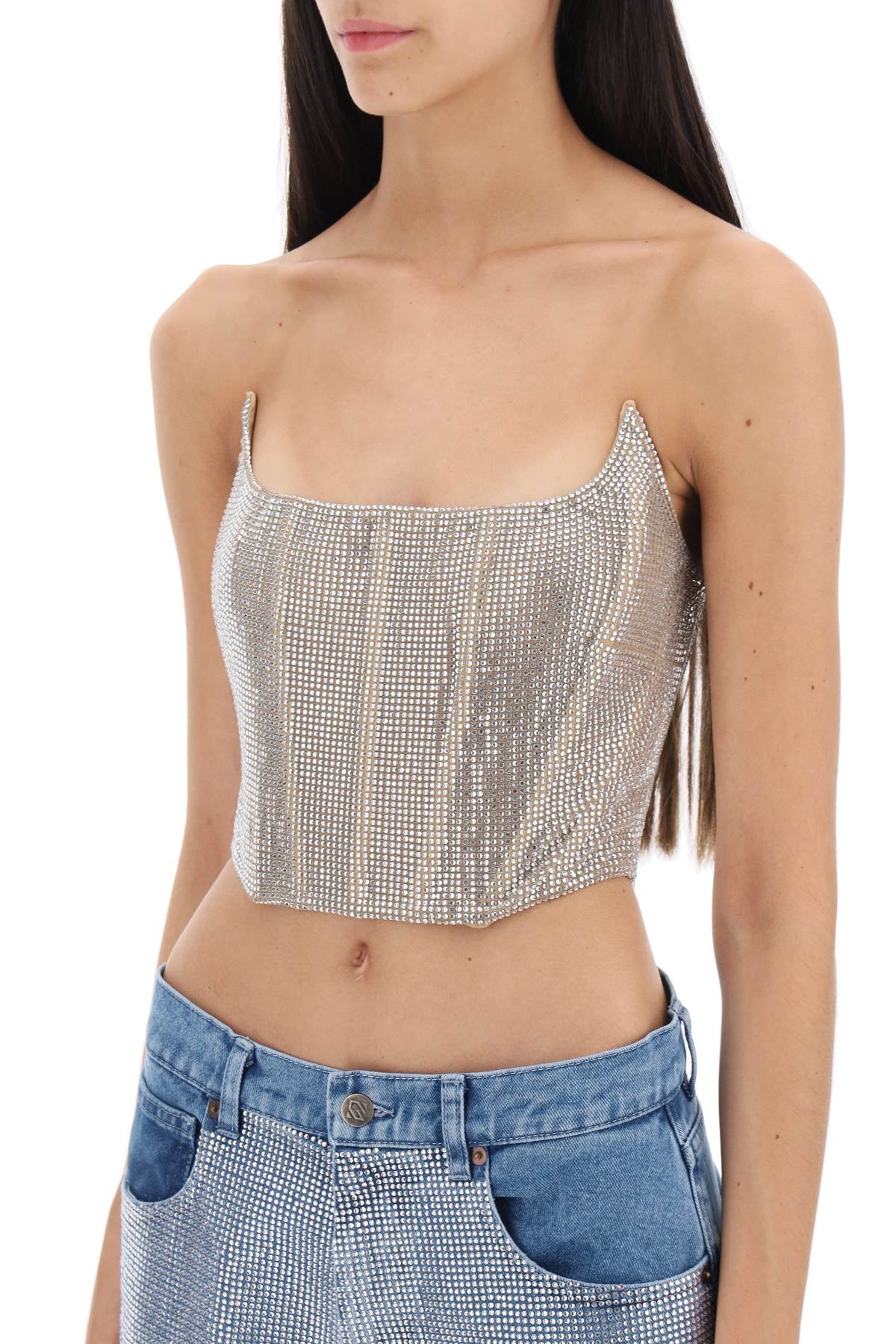 Giuseppe Di Morabito Giuseppe di morabito bustier top in rhinestone-studded mesh