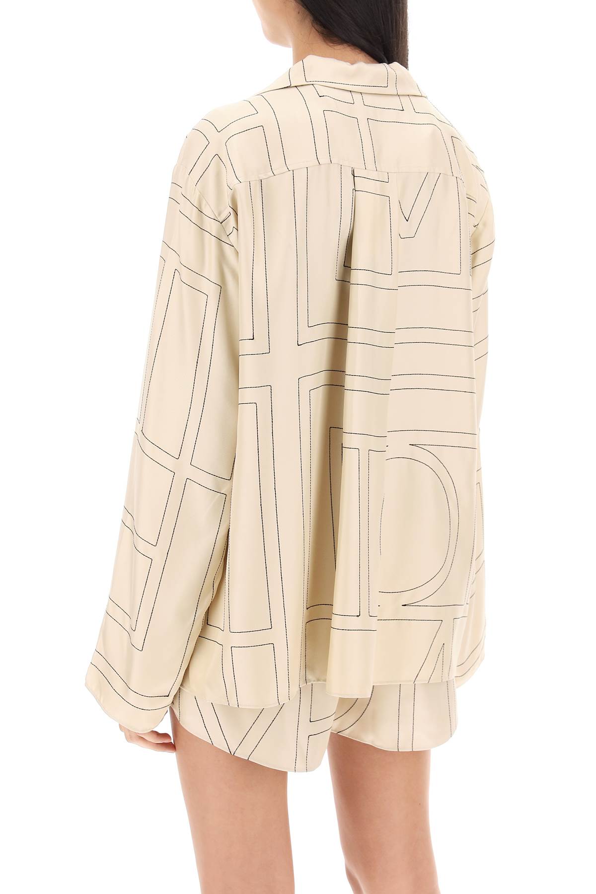 Toteme Toteme monogram silk pajama shirt