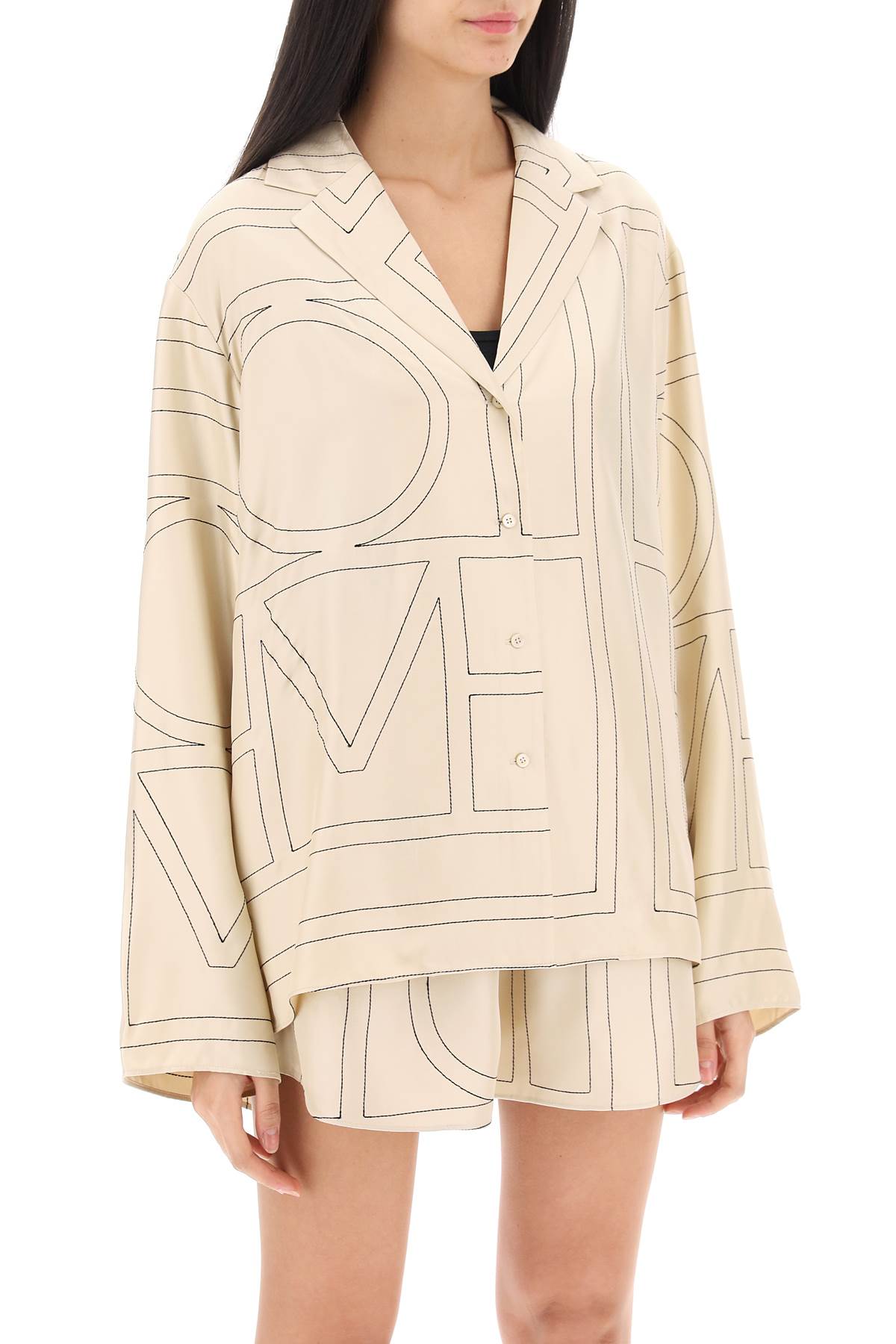 Toteme Toteme monogram silk pajama shirt