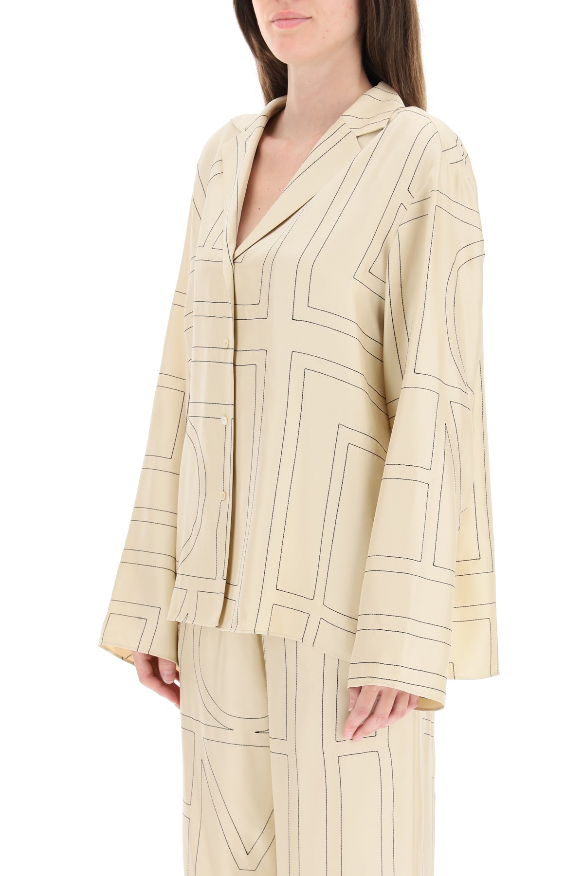 Toteme Toteme monogram silk twill pajama shirt