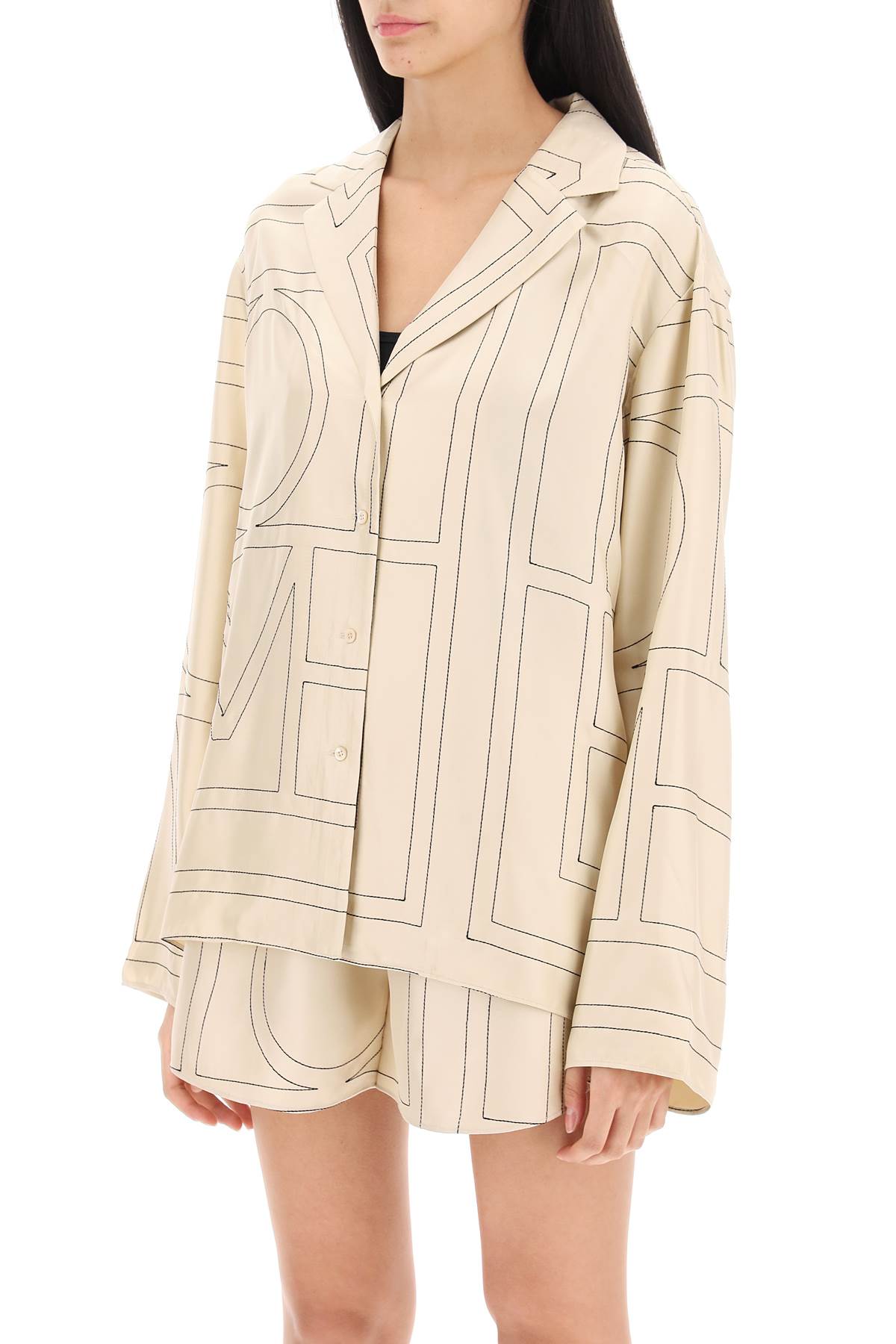 Toteme Toteme monogram silk pajama shirt