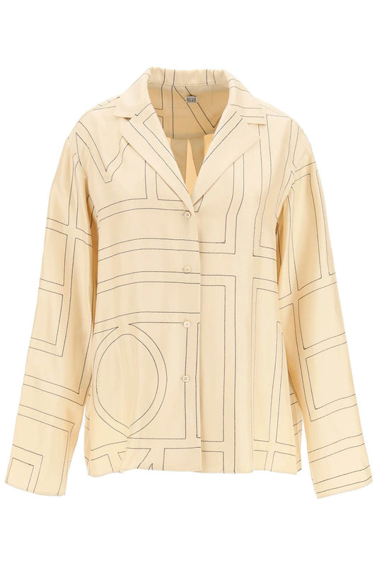 Toteme Toteme monogram silk pajama shirt