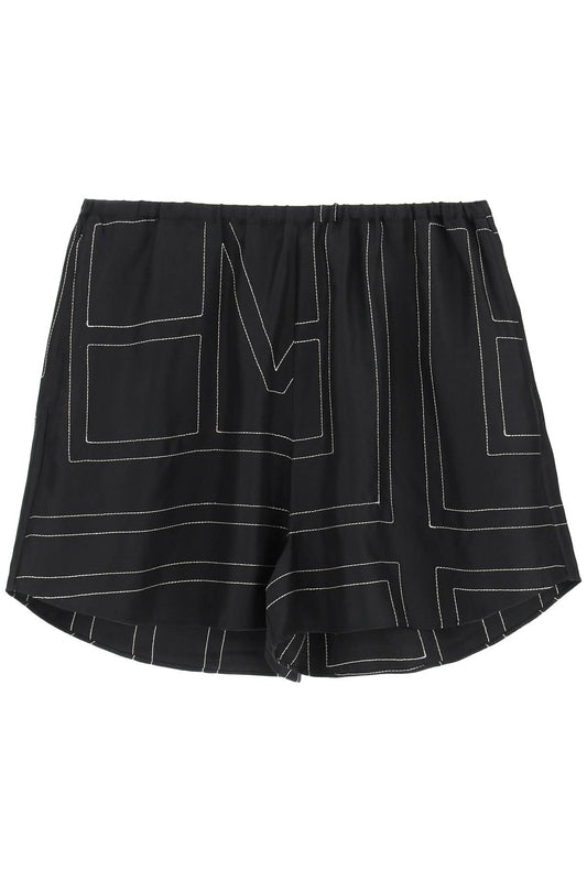 Toteme monogram-embroidered pajama shorts