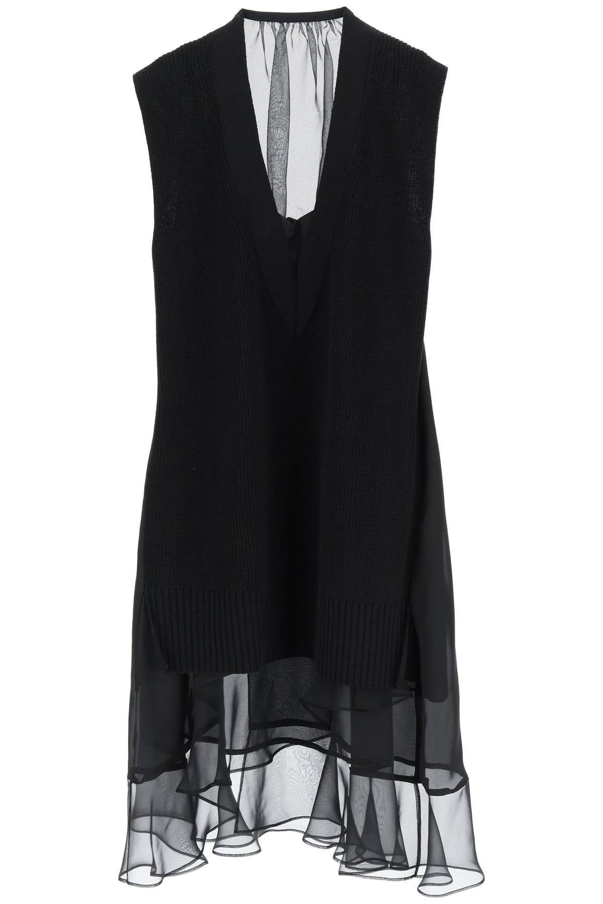 Sacai Sacai midi dress with knitted panel