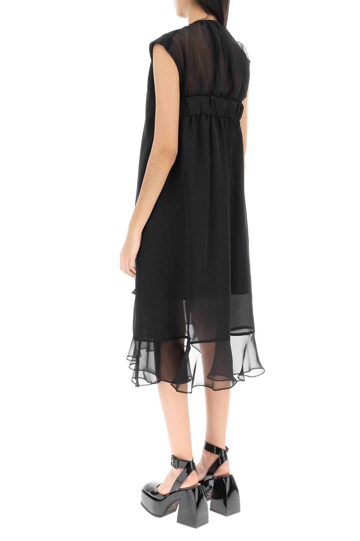 Sacai Sacai midi dress with knitted panel