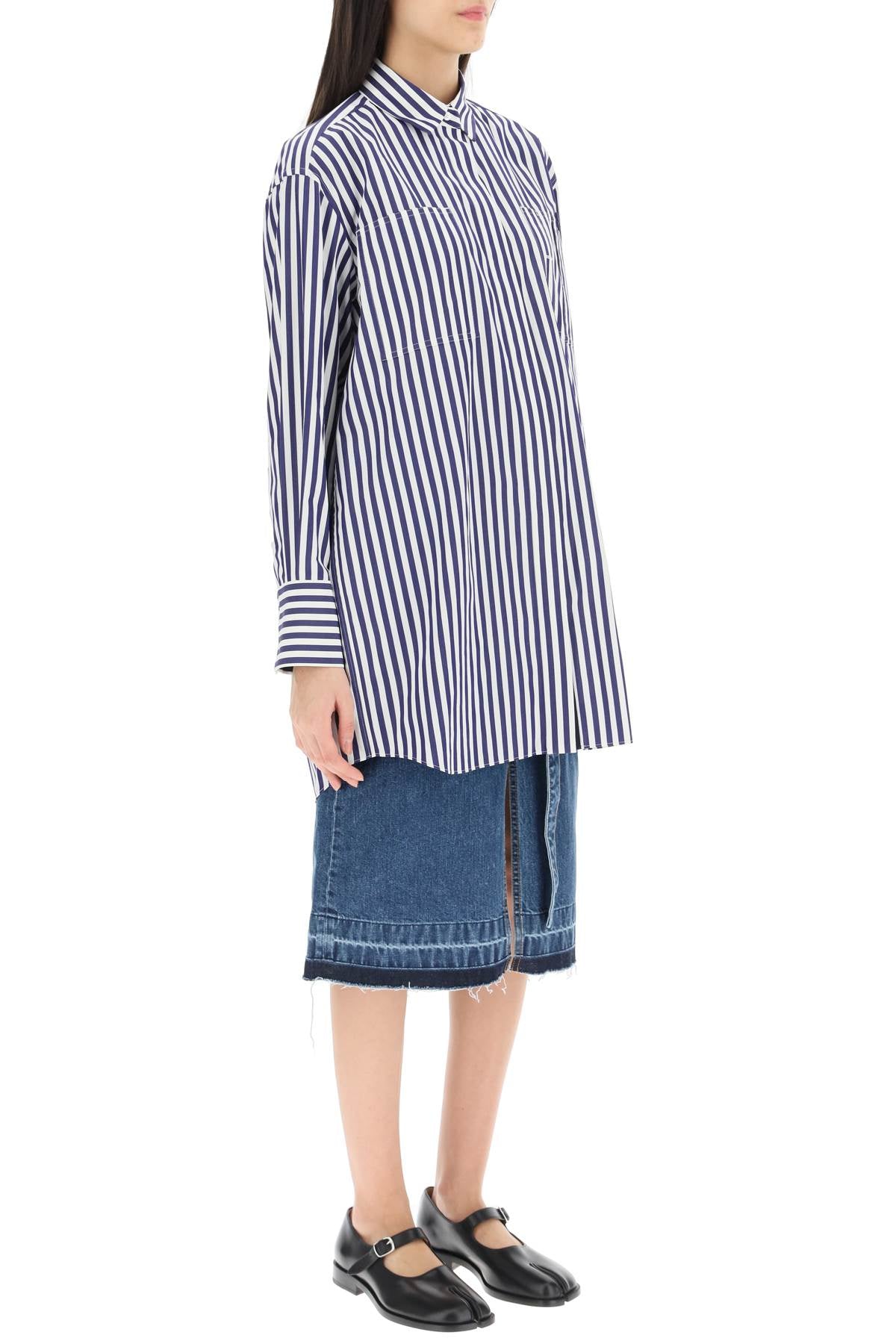 Sacai Sacai striped cotton poplin shirt