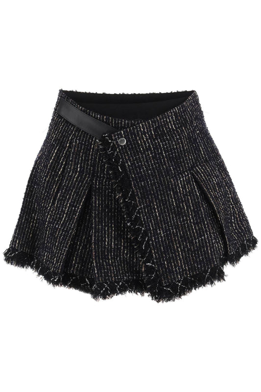 Sacai Sacai tweed and faille skort