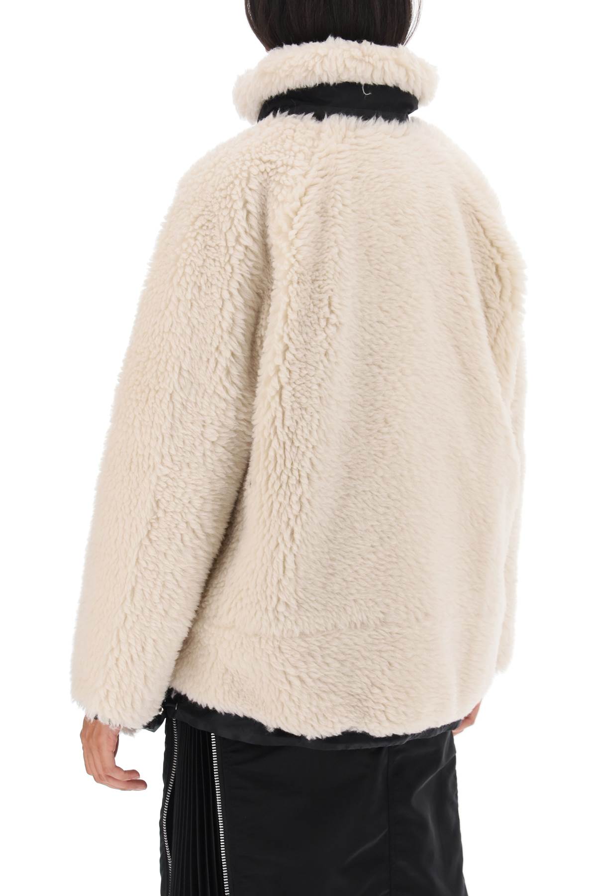 Sacai Sacai convertible jacket in ripstop and faux shearling