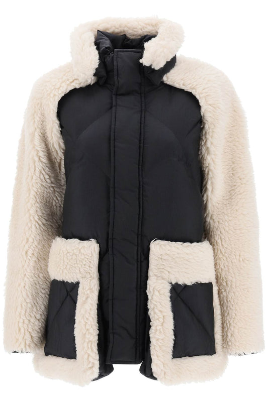 Sacai Sacai convertible jacket in ripstop and faux shearling