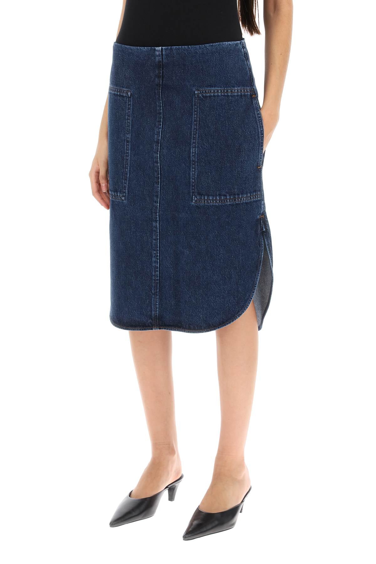 Toteme Toteme curved hem denim skirt