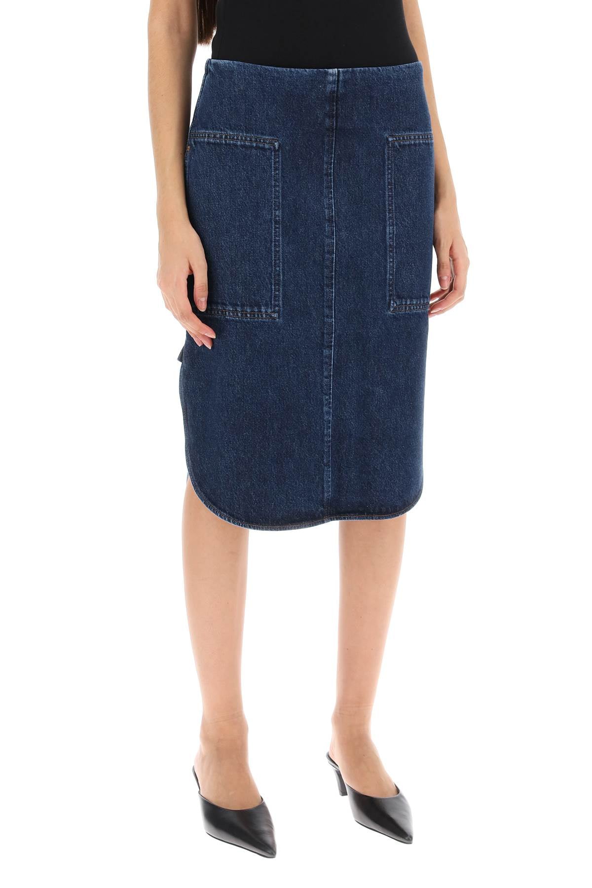 Toteme Toteme curved hem denim skirt