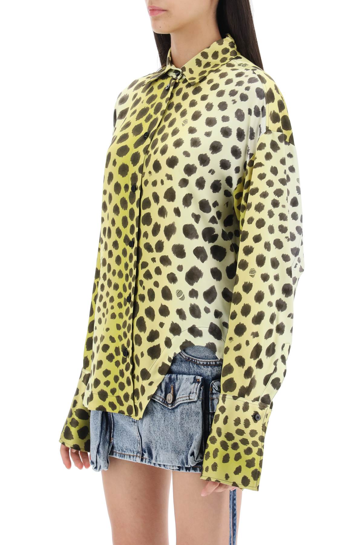 The Attico The attico eliza cheetah print satin shirt