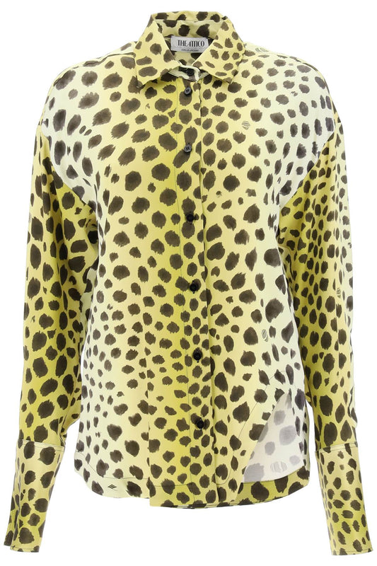 The Attico The attico eliza cheetah print satin shirt