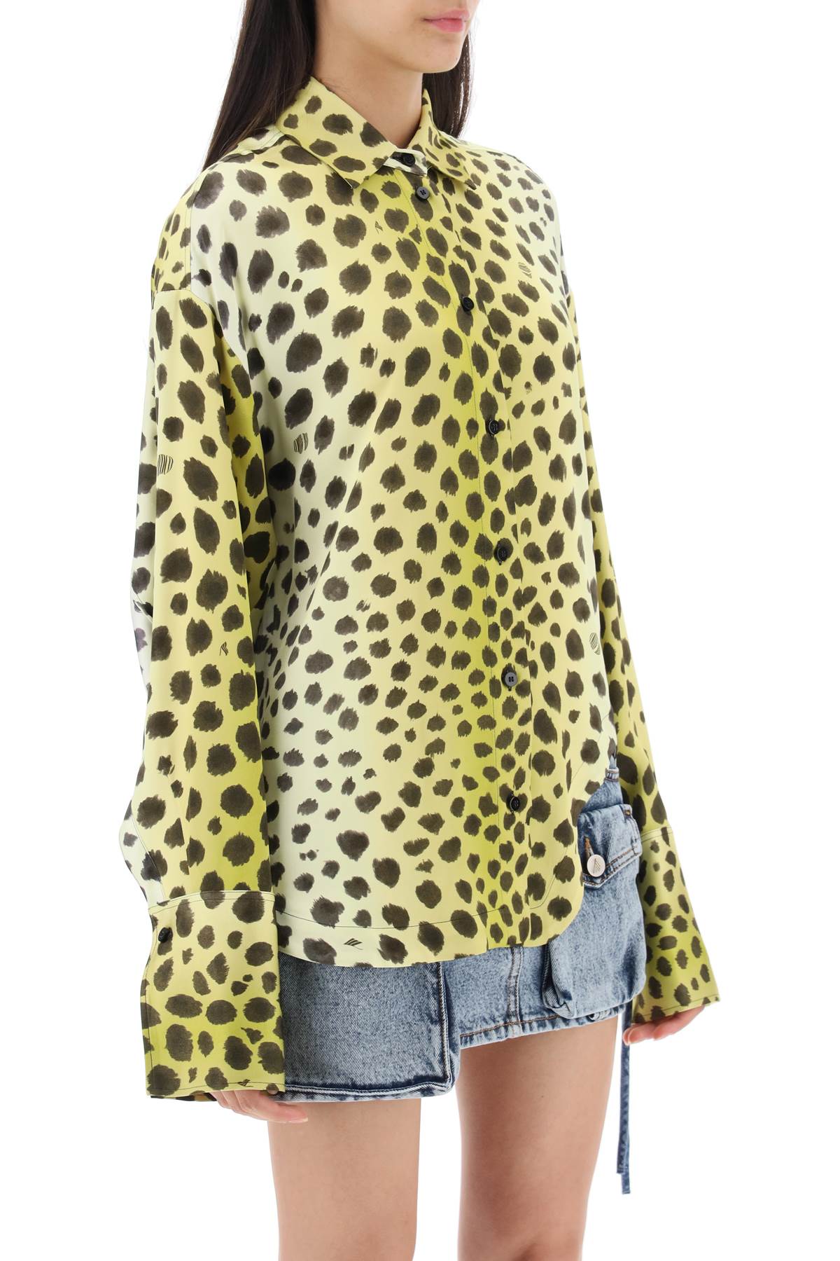 The Attico The attico eliza cheetah print satin shirt