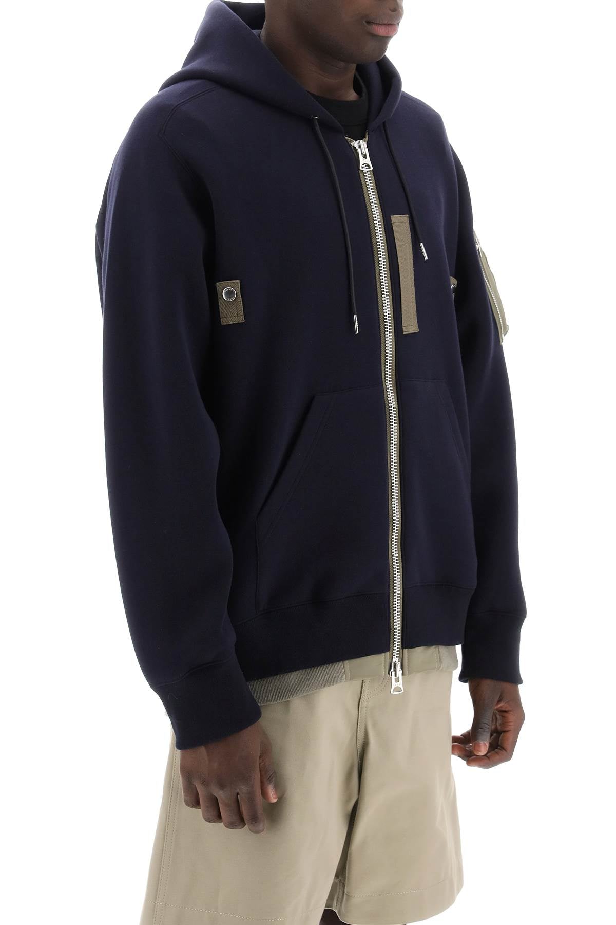 Sacai Sacai full zip hoodie with contrast trims