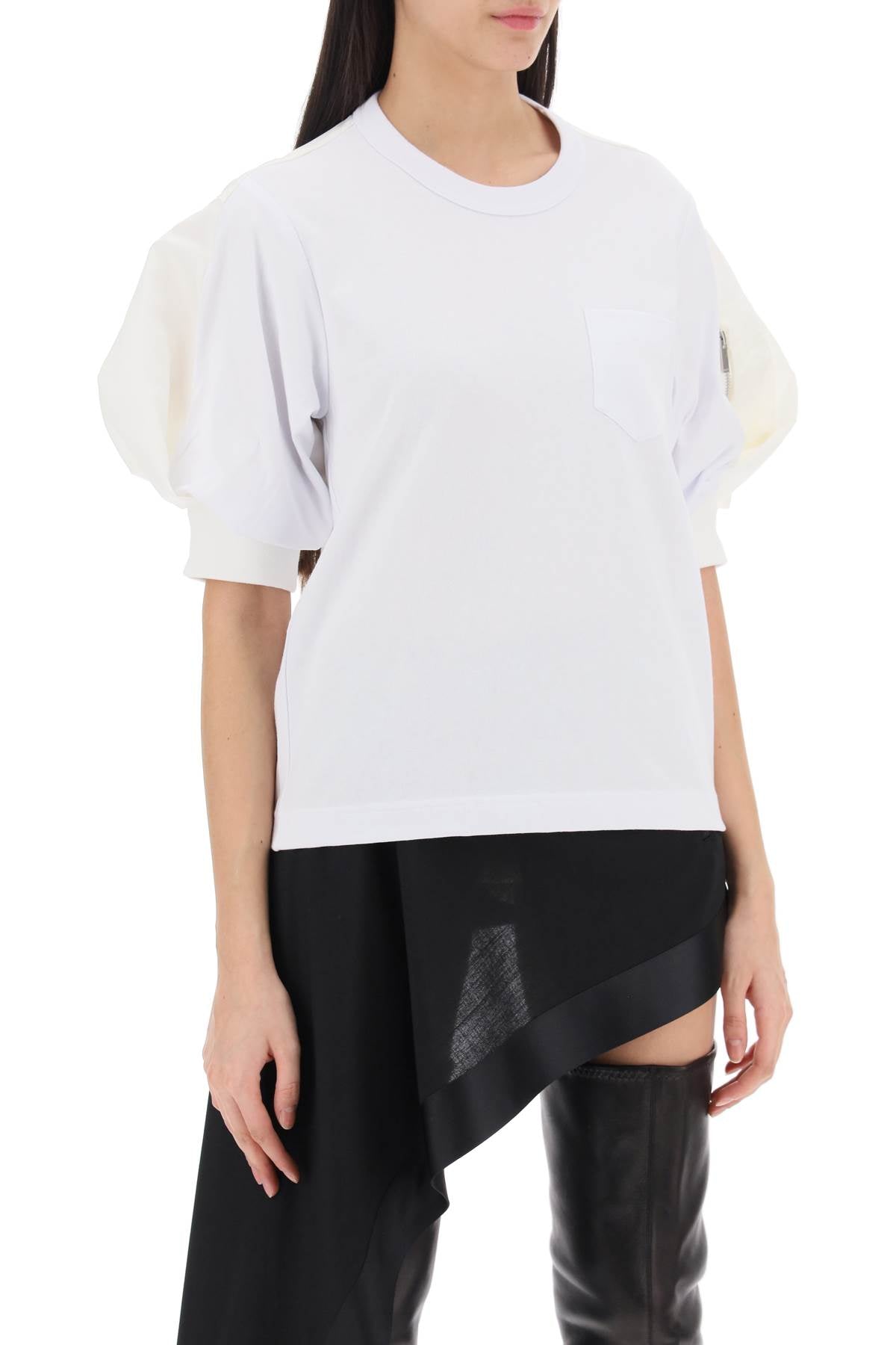 Sacai Sacai t-shirt con inserti in nylon