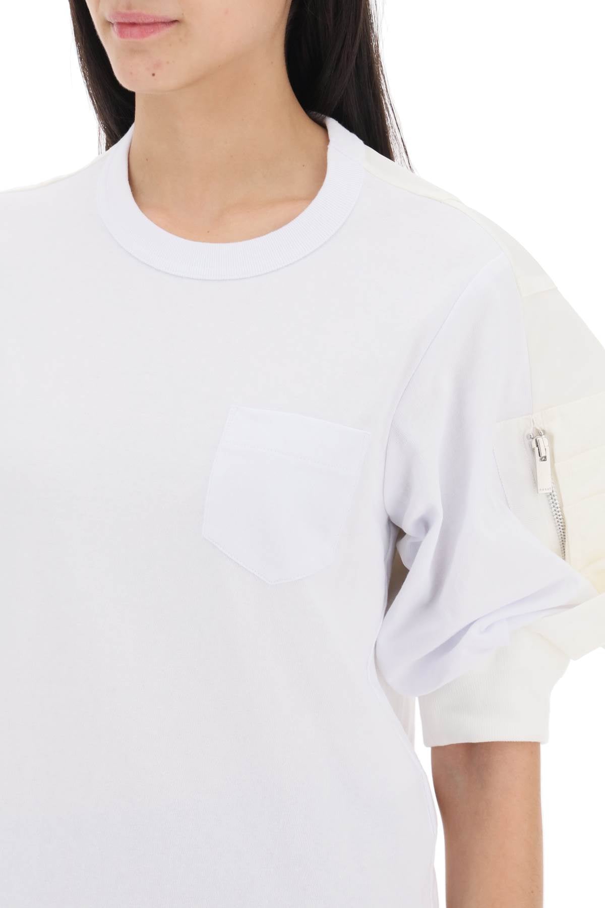 Sacai Sacai t-shirt con inserti in nylon