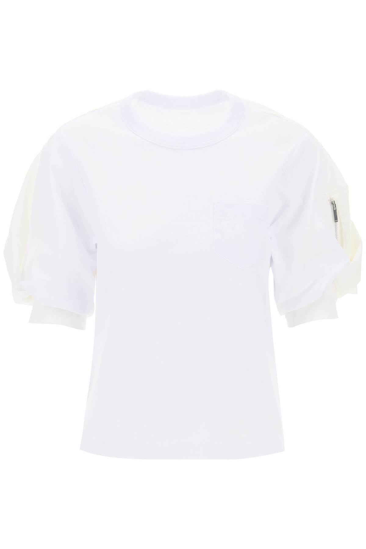 Sacai Sacai t-shirt con inserti in nylon