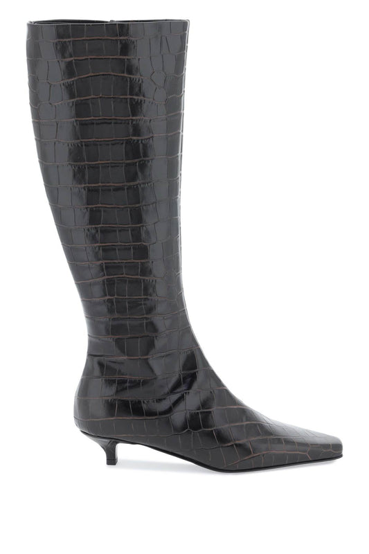 Toteme Toteme the slim knee-high boots in crocodile-effect leather