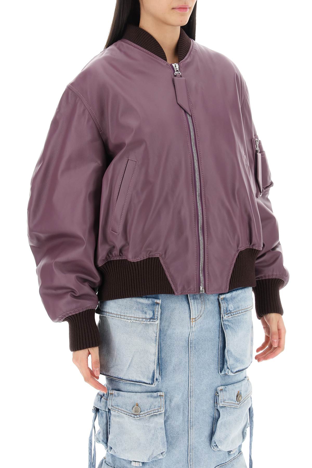 The Attico The attico anja leather bomber jacket