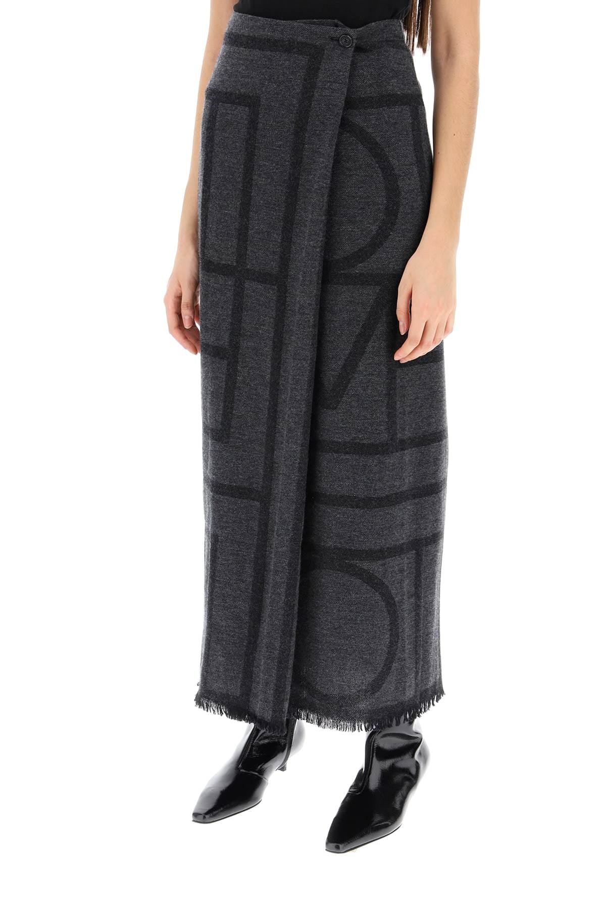 Toteme Toteme monogram wool maxi sarong skirt