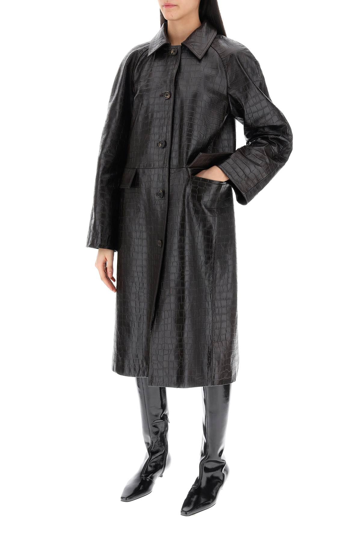 Toteme Toteme crocodile embossed leather coat