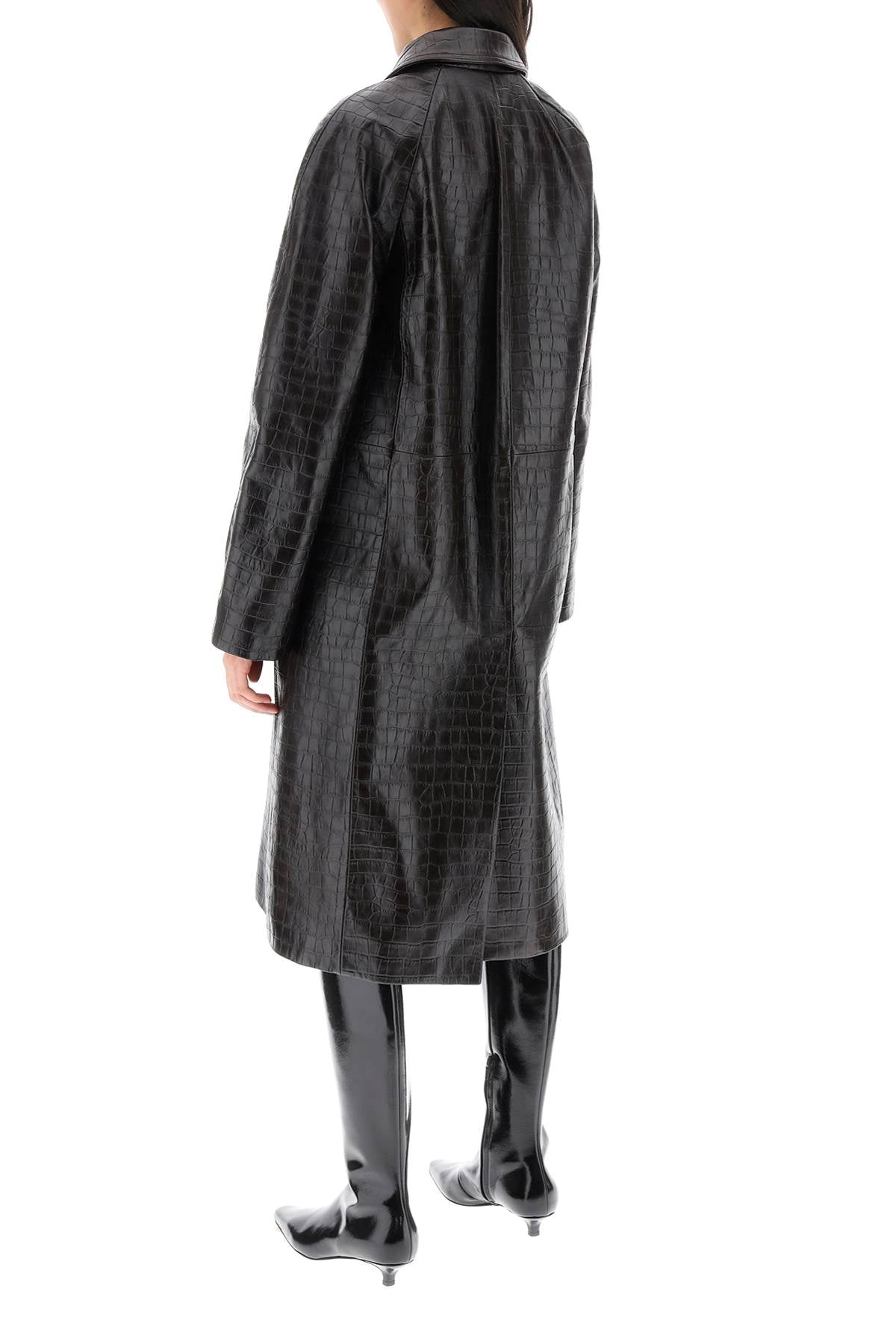 Toteme Toteme crocodile embossed leather coat