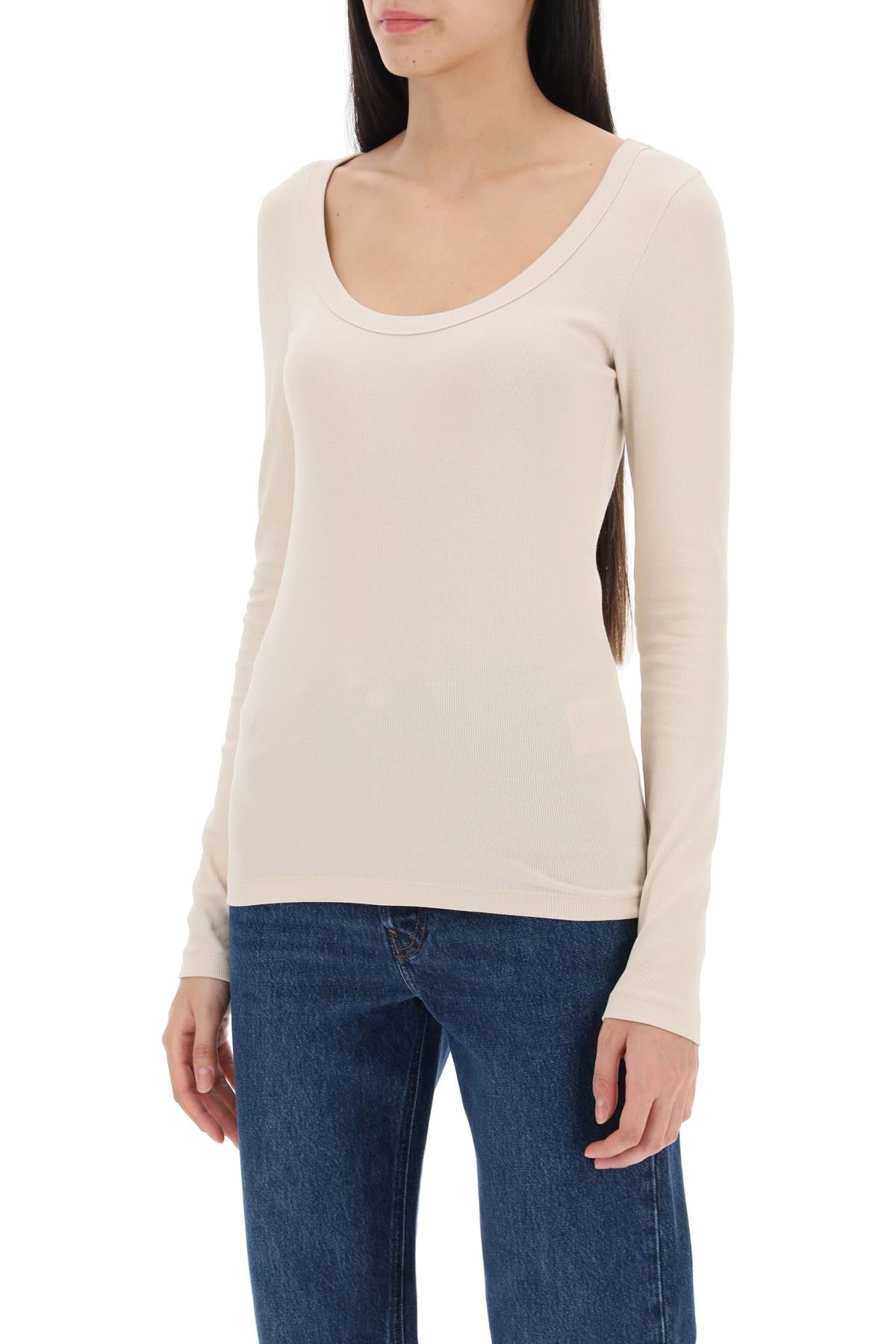 Toteme Toteme scoop neck long sleeve rib top