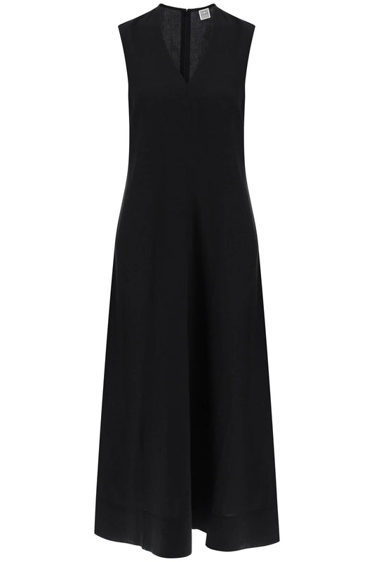 Toteme Toteme maxi flared dress with v-neckline