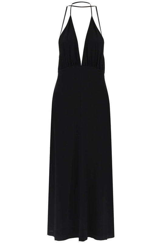 Toteme Toteme silk dress with double halter neckline