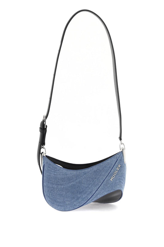 Mugler Mugler small denim spiral curve 01 shoulder bag